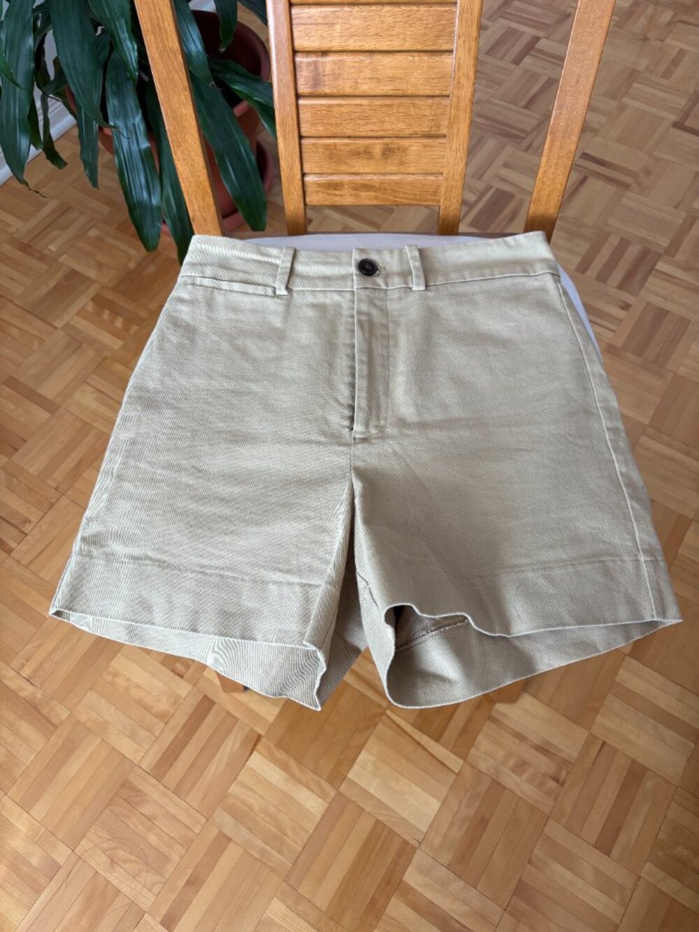 Frank & Oak High-Waisted Shorts — Beige, Size 6